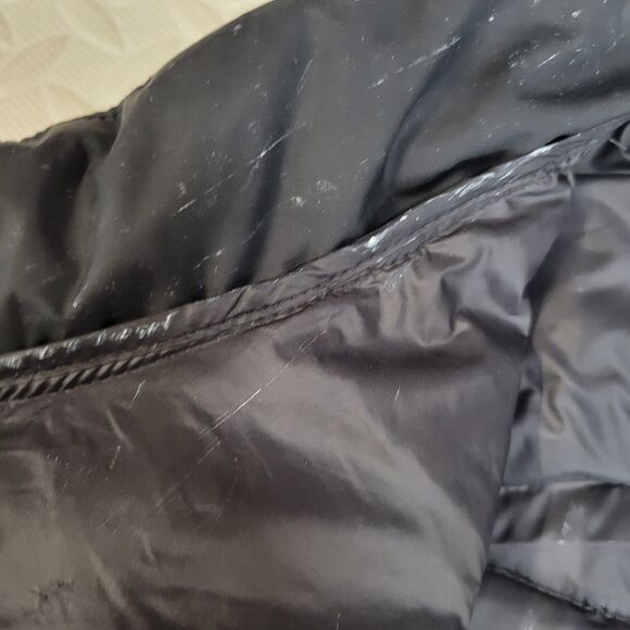 Athleta Down Puffer Coat Womens Small Black Asymmetrical Zip Lightweight Quilted - Picture 11 of 11